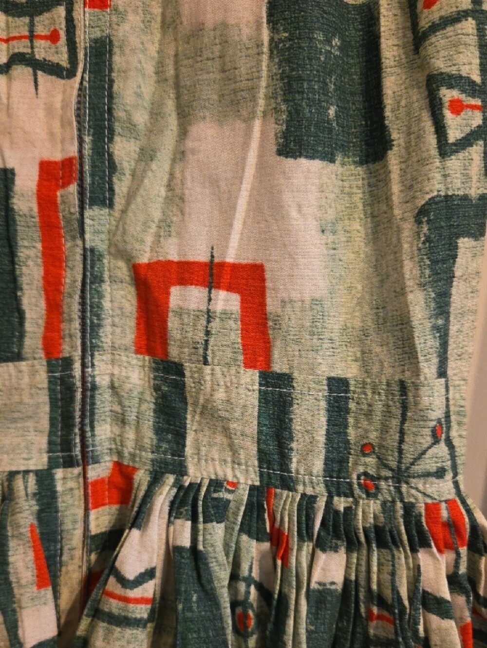 Bernie Dexter Green Abstract Print Kelly Shirt Dress with Orange Accents - Picture 5 of 5
